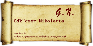 Gácser Nikoletta névjegykártya